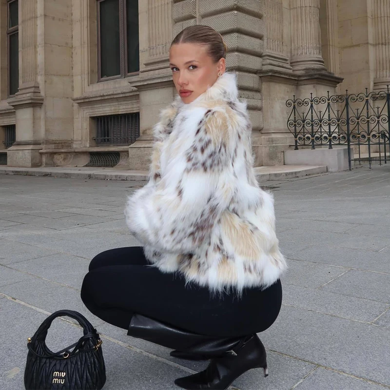 MUJER 인조 모피 여성 테디 코트 크롭 플러시 재킷 여성 겨울 플러피 코트 여성 아우터웨어 신상 코트 및 재킷