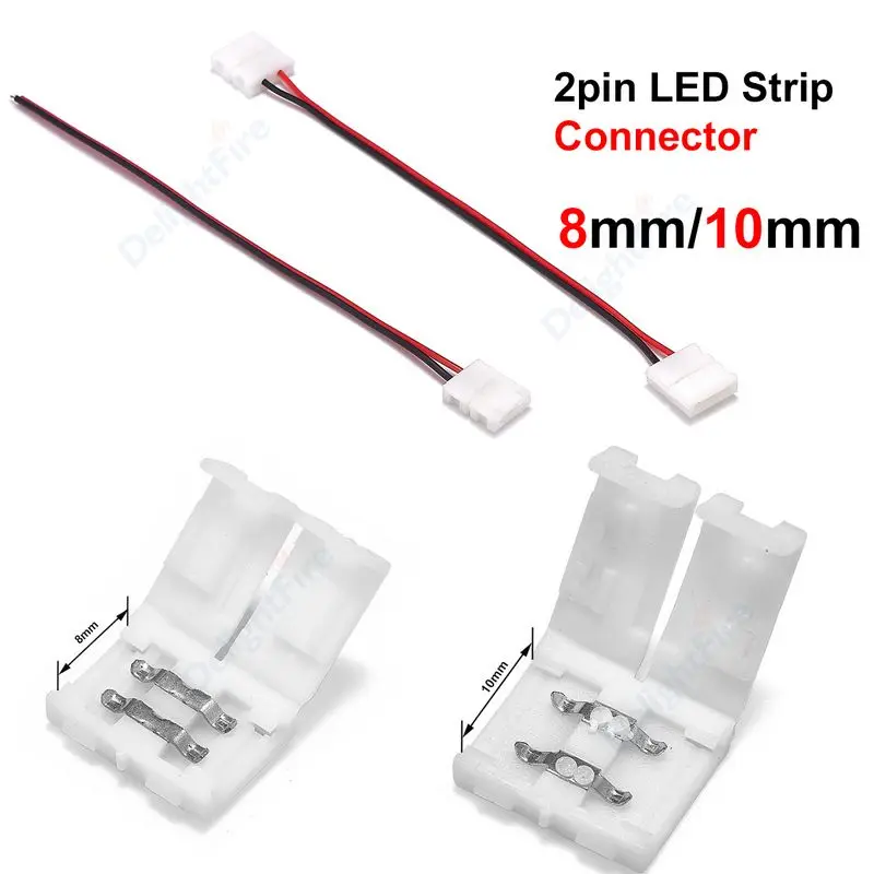 LED Strip Connector Solderless Led Connector 2PIN I Shape Corner Connector For 8mm 10mm 3528 2835 5050 SMD LED Strip Light