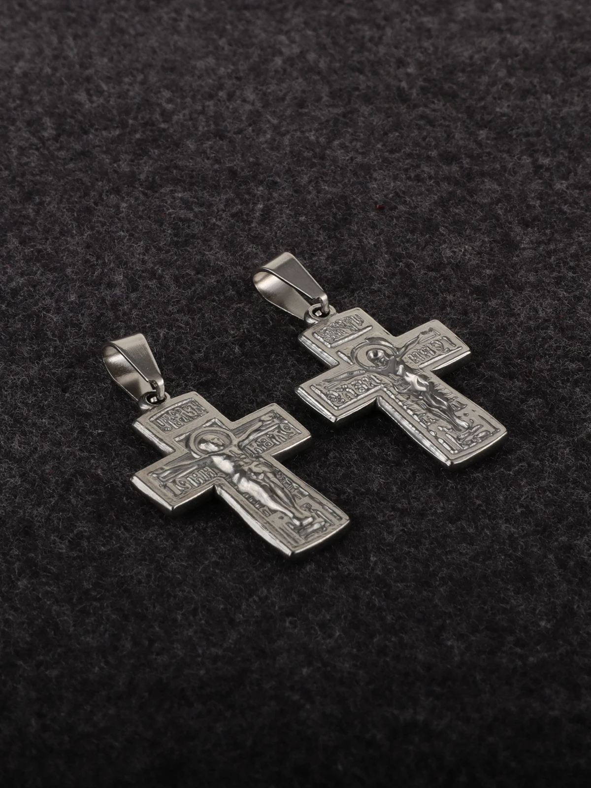 Crucifix orthodoxe russe de Pâques, croix de Jésus-Christ en acier inoxydable, collection de breloques de croix antiques, accessoires de bijoux de prière