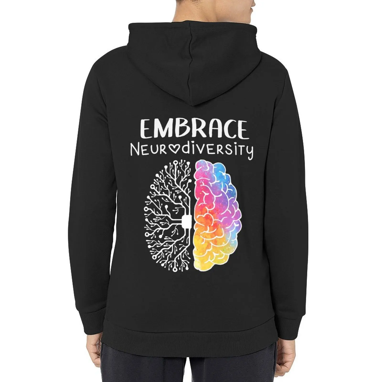 

Neurodiversity Embrace ADHD Autism ASD Rainbow Brain Hoodie anime clothes aesthetic clothing men's hoodies
