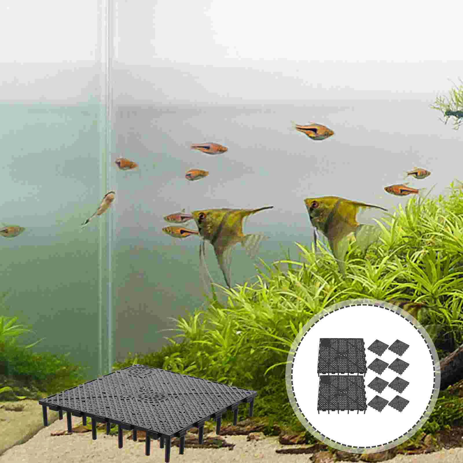 10pcs Fish Tank Bottom Filter Plate PVC Splicing Combination Clapboard Bottom Filter (Black) fish tank filter plate