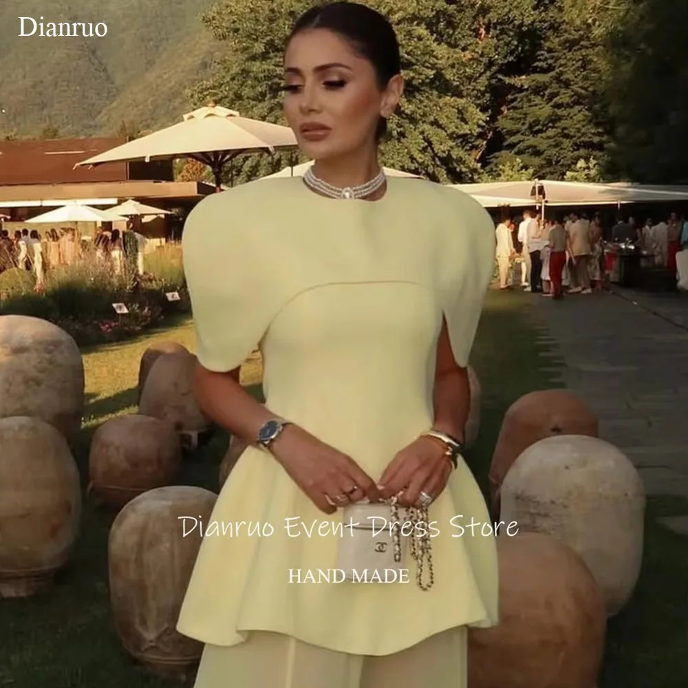 

Dianruo Pale Yellow A Line Вечерние платья с боковым разрезом и круглым вырезом Robe De Soirée Femme Robe High Neck Abiti Da Cerimoni по индивидуальному заказу