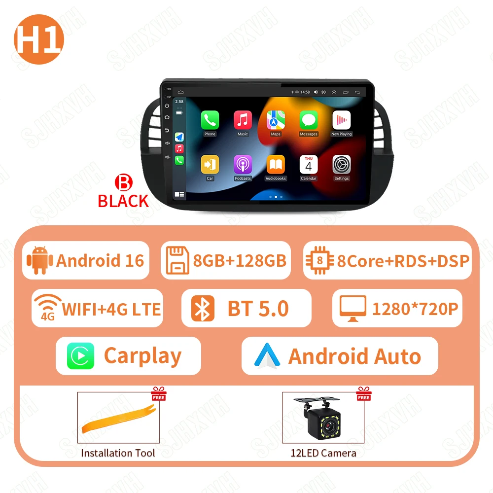 Auto DVD Android 16 Radio Stereo Voor Fiat 500 2007-2015 Auto Multimedia Speler GPS Navigatie Head Unit Hoge prestaties WIFI