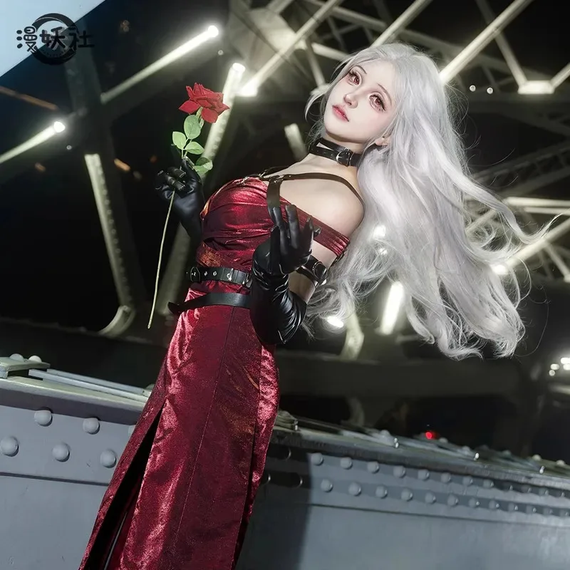 Костюм для косплея «Любовь и глубокий косплей», красное платье, очаровательная вуаль, униформа для женщин и девочек, реквизит для ролевых игр на Хэллоуин