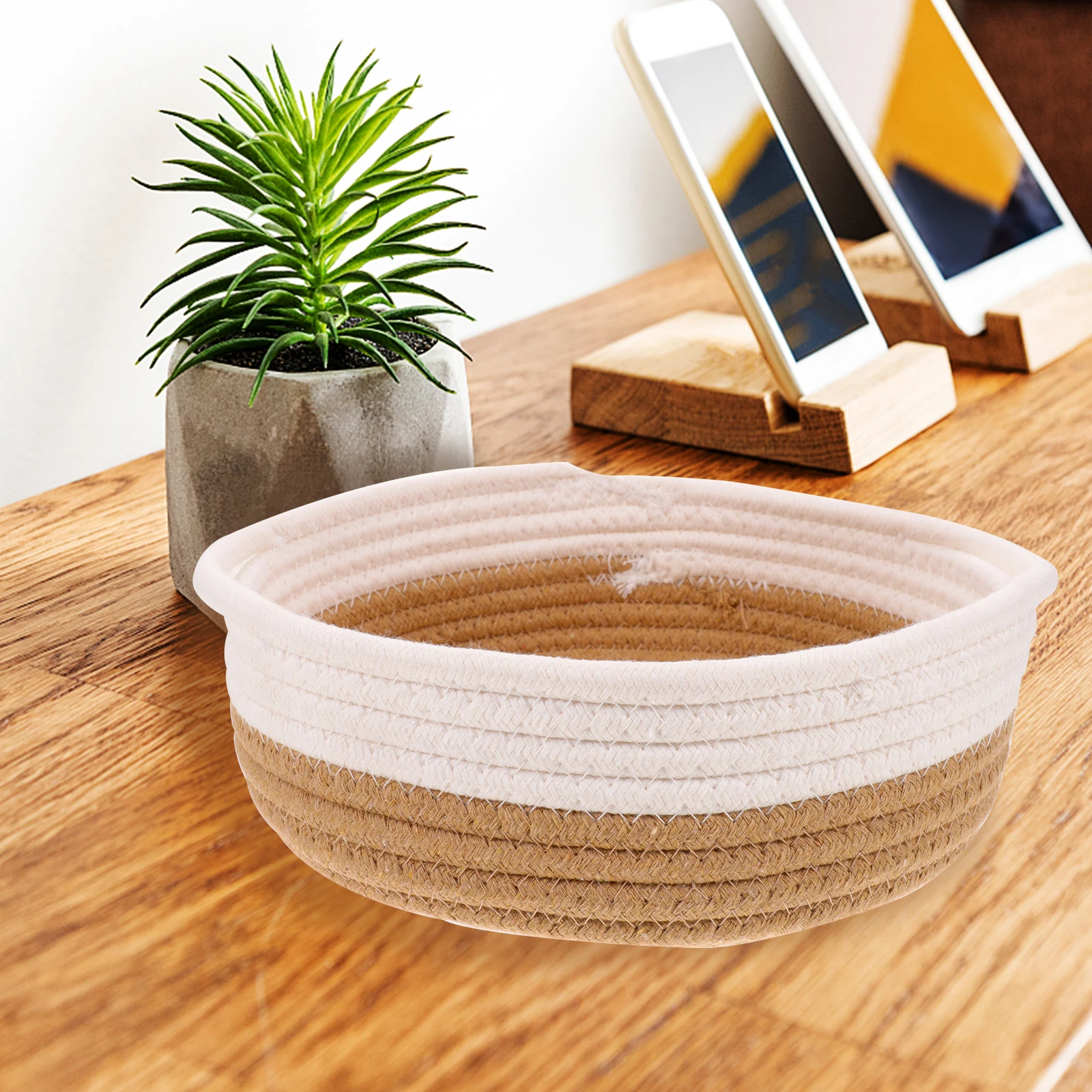 

Cotton Rope Woven Storage Small Bins Large Toy Sock Basket Round for Toys Dog Toy Woven Baskets with Handles Gift Baskets Empty
