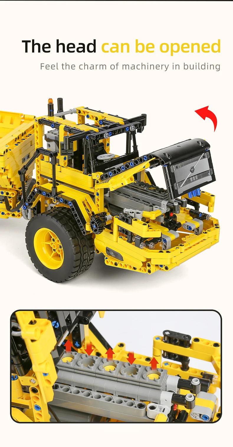 MOULD KING 17010 Technical Car Engineering Vehicle Toys APP RC Dump Truck Set Blocks MOC-8002 Bricks Christmas Gifts For Boys