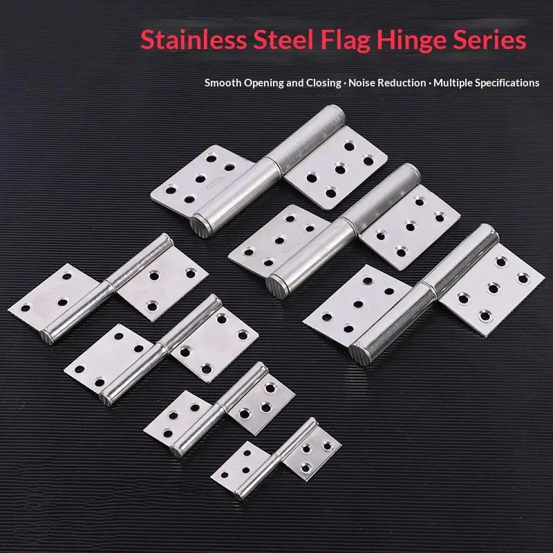 ~Stainless Steel Flag Hinges Smooth Opening Noise Reduction For Home Door Cabinets Furniture Repair