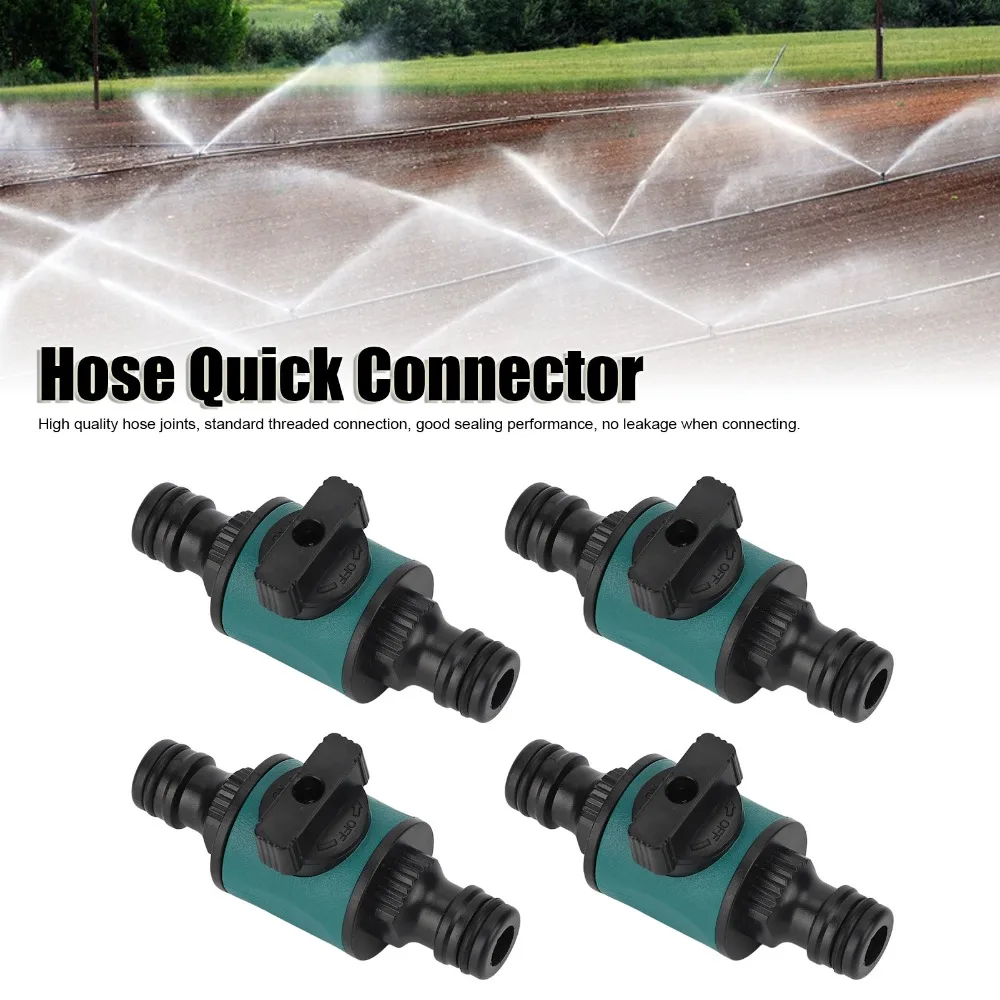 4PCS Plastic Garden Hose Connector Black and Green Quick Connect Hose Quick Connector Compact Size Dual Head