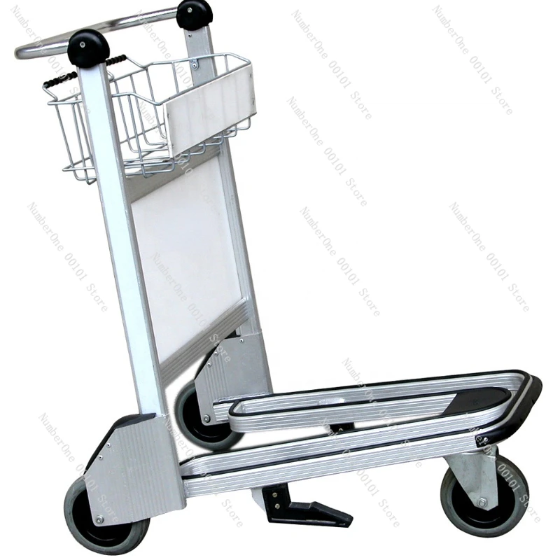 

Aluminum Airport Train Station Hotel Luggage Baggage Cart Trolley With Brake