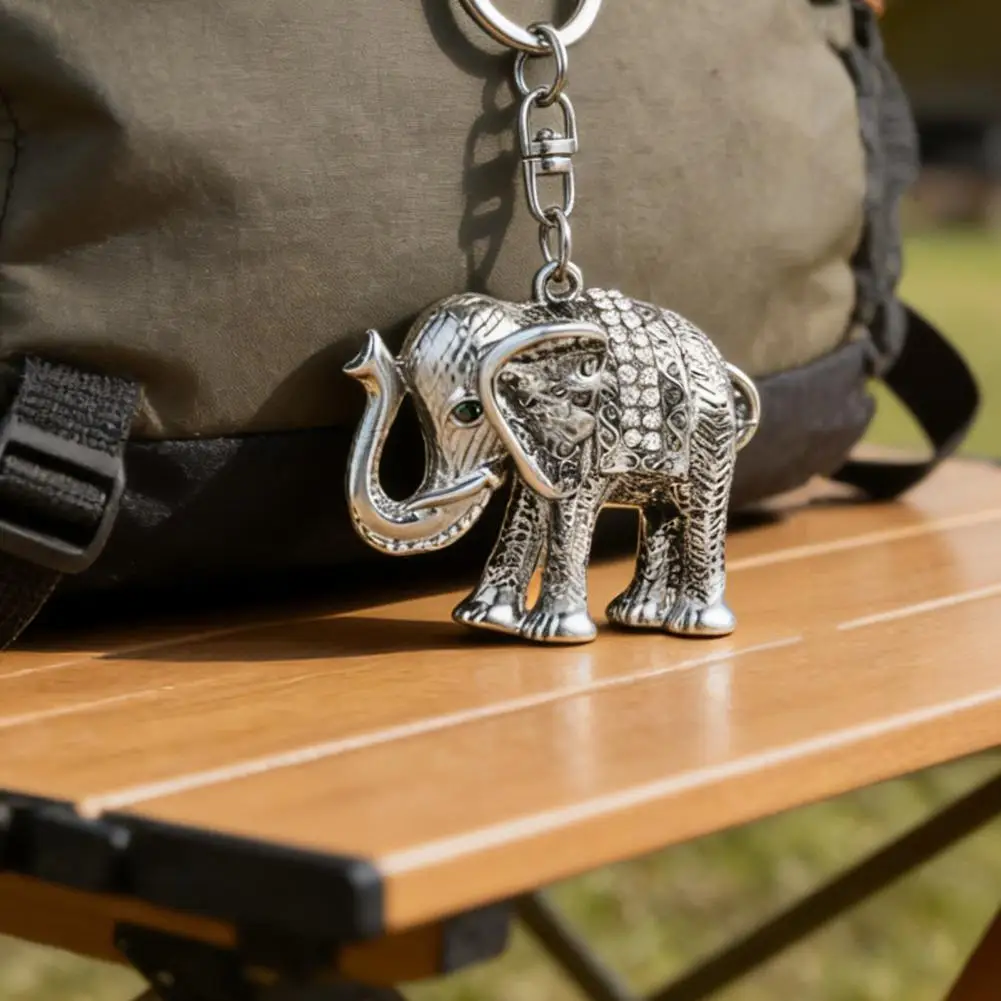 Good Luck Keychain 3d Cartoon Elephant Keychain Pendant Sparkling Rhinestone Key Ring Lobster Clasp Bag Accessory Charm for Bags
