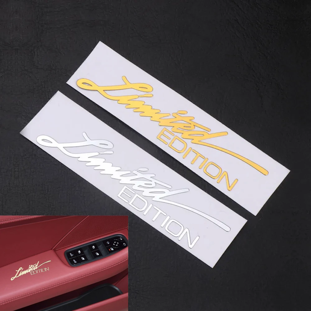 

2pcs Car Body Door Window Laptop Phone 3D Decor Decal Gold/Silver Limited Edition Emblem Metal Stickers Creative Car Accessories