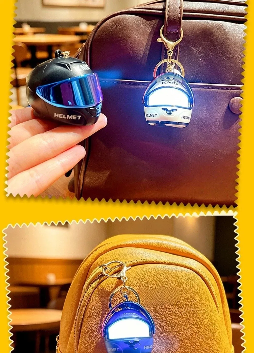 Cooler Leuchtender Helm-Schlüsselanhänger Leichtgewichtiger Realistischer Mini-Nachtlicht-Anhänger Vielseitiger Multifunktionaler Helm-Taschenanhänger – Detail 7