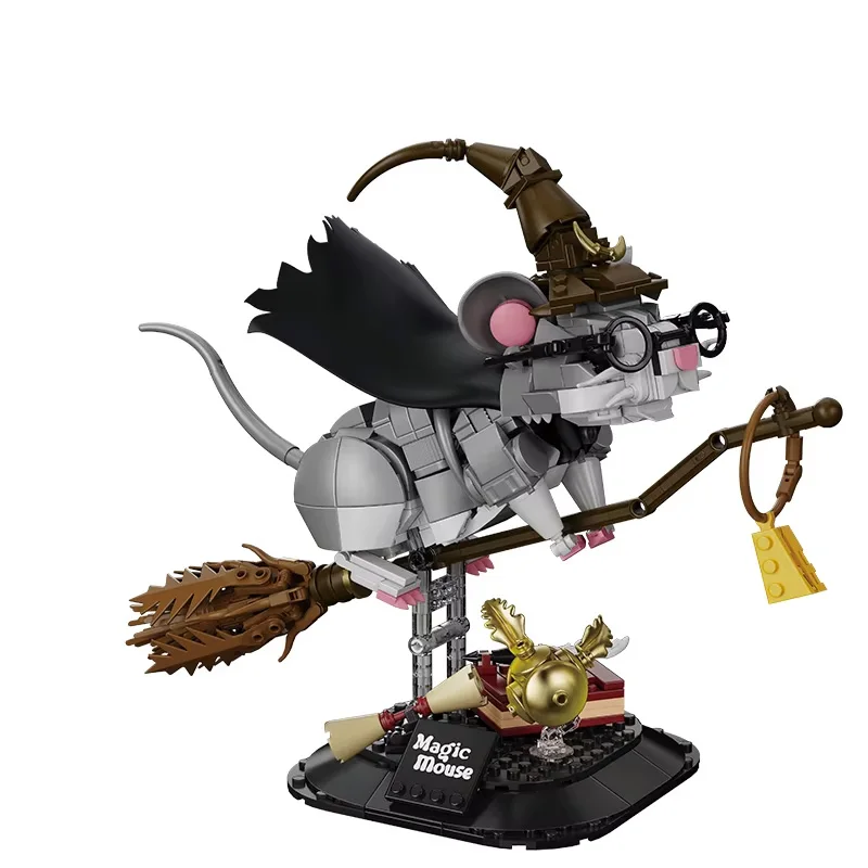 Kits de bloques de construcción pequeños de ratón mágico, diseño pirata ensamblado creativo, loro, Animal, modelo educativo, juguetes de ladrillos, regalo de vacaciones