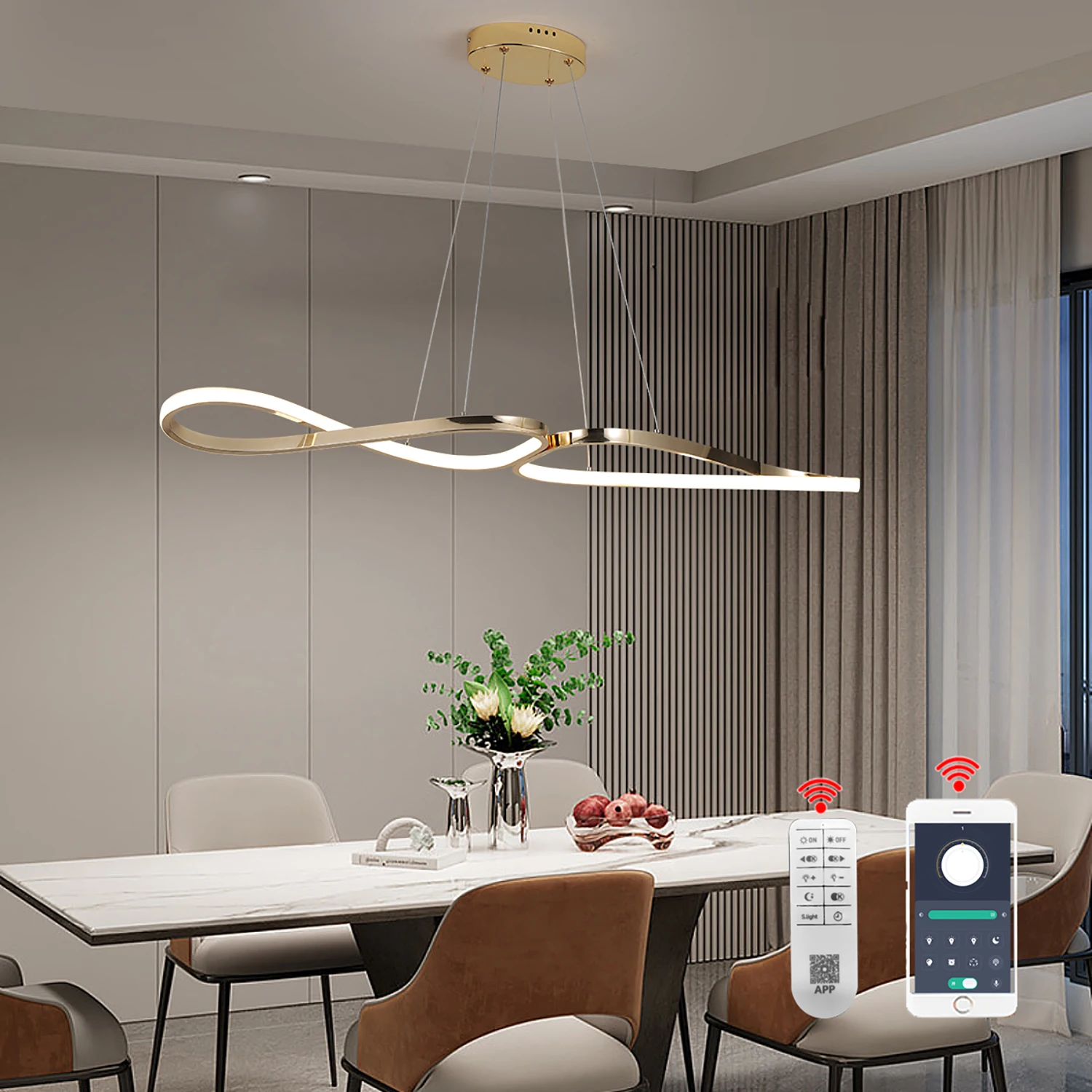 

Modern Led Pendant Light,Dimmable Ceiling pendant lamp,Led Chandelier For Dining Room Living Bedroom Kitchen,Gold/Chrome/Black