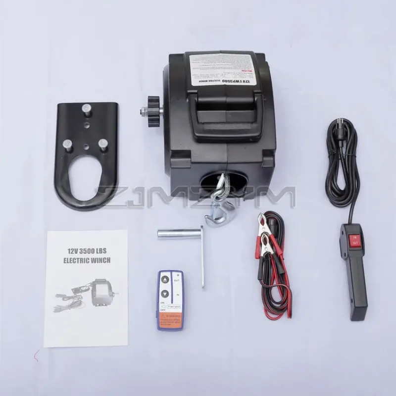 Electric Winch 3500lbs Portable Yacht Electric Trailer Winch Small Crane Tractor Portable Wireless Remote Control Power Winch