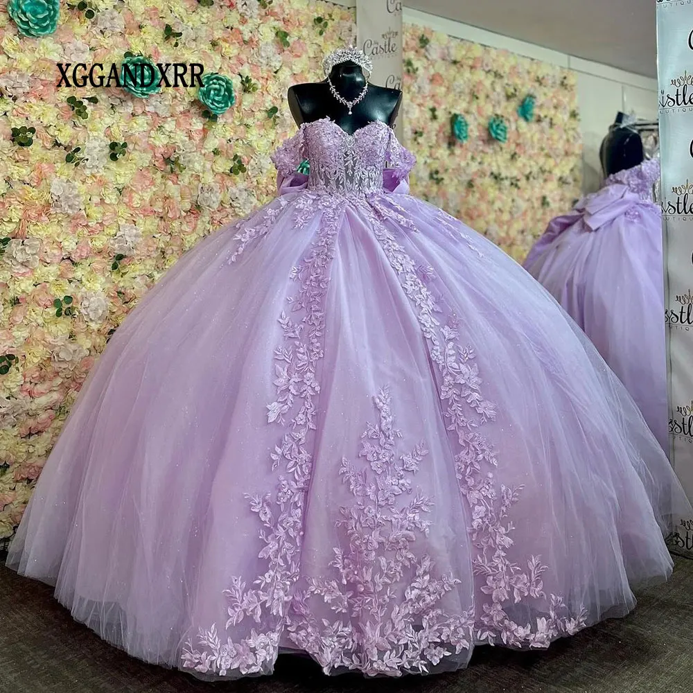 

Purple Mexican Vestidos De 15 Quinceañera Applique Sweetheart Off Shoulder Ball Gown Sweet 16 Dress Birthday Quinceanera Dress