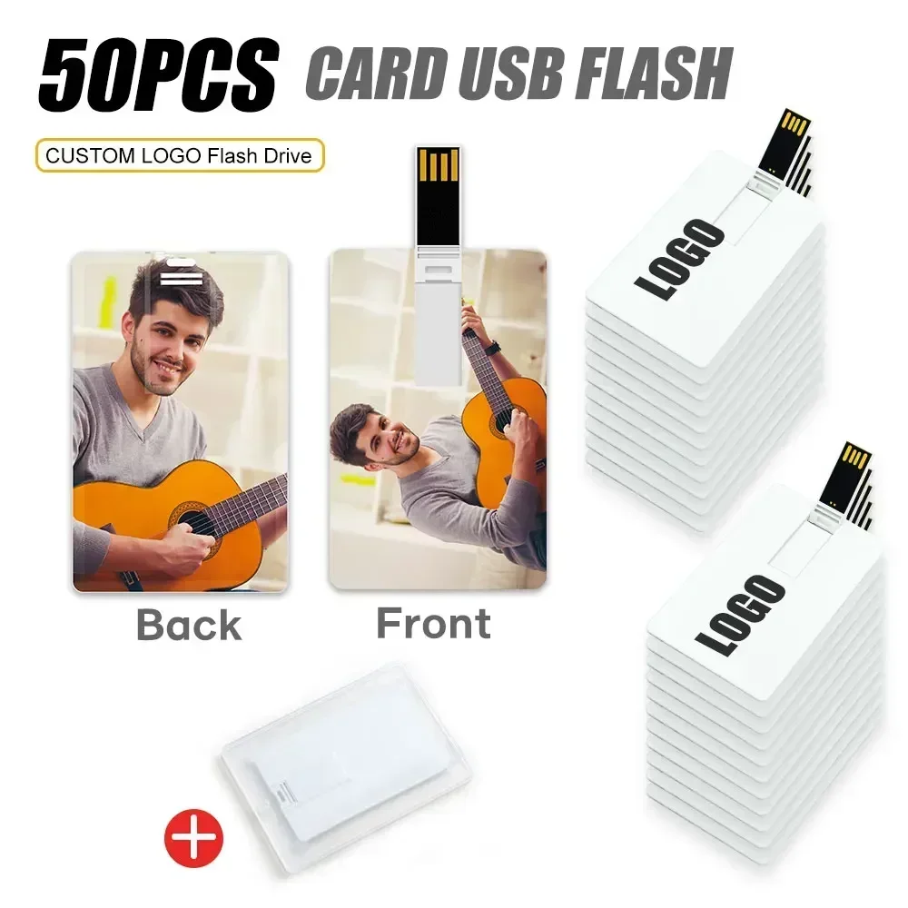 

50PCS/Lot White Credit Card Usb Sticks Custom Photo Print 4GB 8GB 16GB 32GB 2.0 Flash Pen Drive 10pcs free print logo