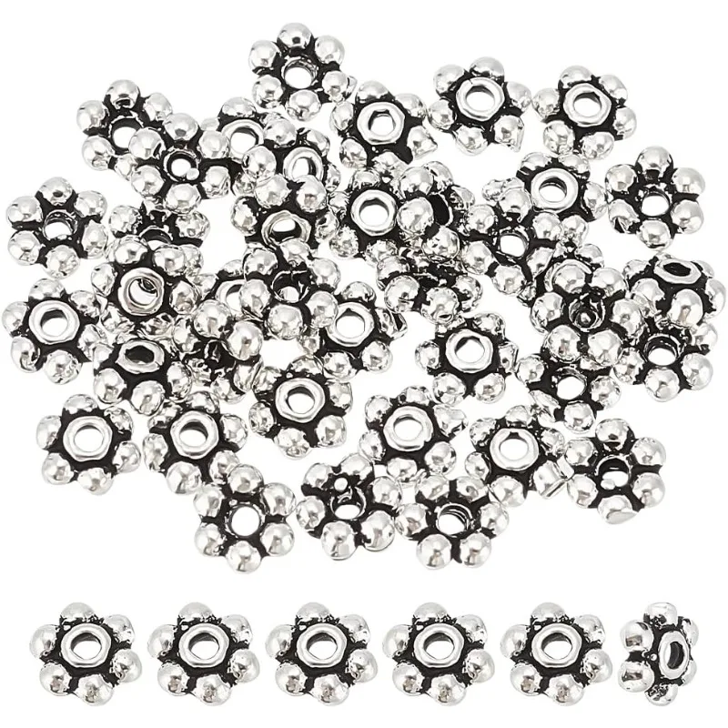 

40 pcs 925 Sterling Silver Daisy Spacer Beads Silver Flower Shape Septal Bead for Earrings Necklaces Pendants