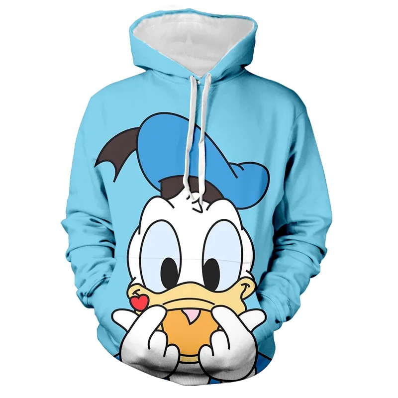 2022 Fall Harajuku Men's and Women's Disney Stitch and Donald Duck Anime Hoodie Fashion Men's Sportswear 3D Printing