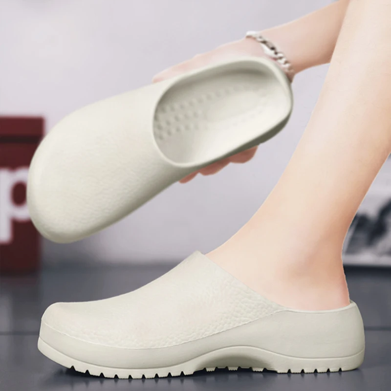

Unisex Closed Toe Clogs Waterproof Oil Resistant Slip On Work Shoes for Chefs Nurses Medical Staff Large Size Fashion White