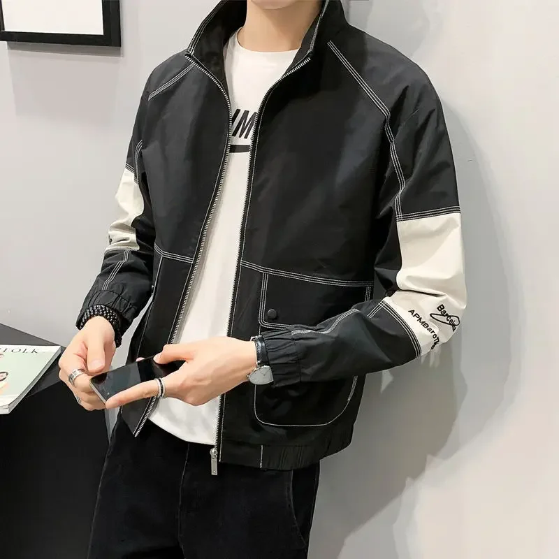 Casual Solid Color Men's Jackets Zip V Male Coats Harajuku Deals Cold Aesthetic Original Brands Joker Cheap Sale Luxury Designer