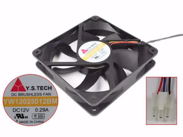 

Y.S TECH YW12025012BM DC 12V 0.29A 120x120x25mm 3-Wire Server Cooling Fan