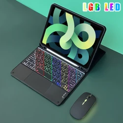 Backlit Keyboard Wireless Mouse for iPad Pro 11 Case M5 M4 iPad Air 5 4 Cover iPad A16 11th 10th 9 8 7 Gen 9.7 10.2 Mini A17 6 5