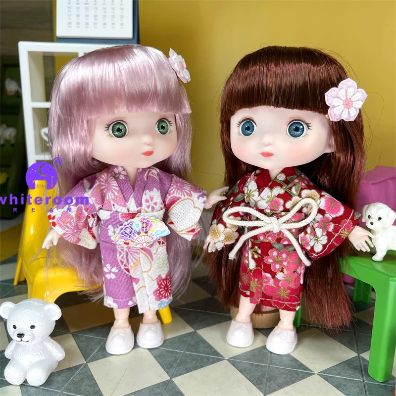 Doll 16cm BJD Mini Doll For Girls Boy Clothes 13 Movable Joint Toy Baby Blue Green Big Eyes DIY Toys Dress Up 1/12 Fashion Dolls