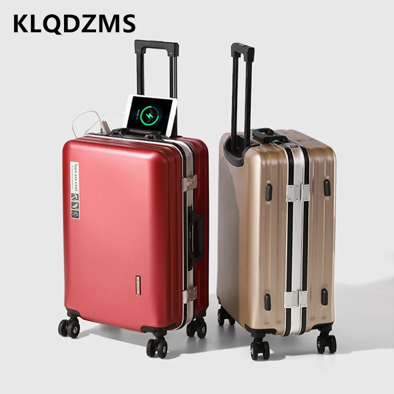 

KLQDZMS Suitcase Aluminum Frame Boarding Box 22"24"26"28 Inch Trolley Case 20" Business Password Box with Wheels Rolling Luggage