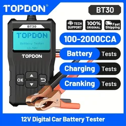 Topdon-カーバッテリーテスター、デジタル自動車診断アナライザー、車両クランキング、充電スキャナーツール、すべて1つ、12v、bt30