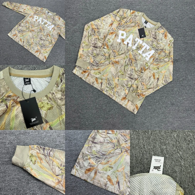 American Retro Men's Sporty Comfortable Breathable Patta Long Sleeved Round Neck Simple Fashionable Daily Wear PATTA T-shirt