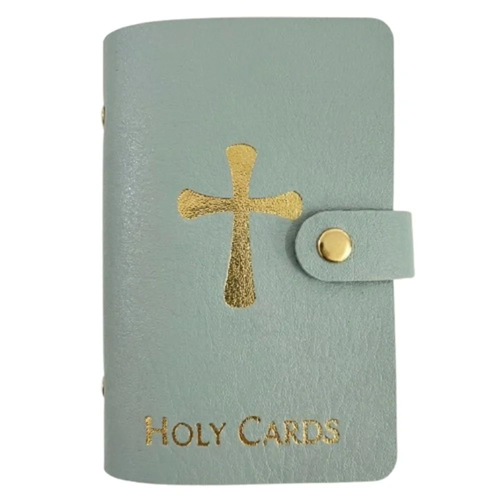 PU Leather Prayer Card Holder Compact Waterproof Mini Saints Cards Wallet Wear-resistant Snap Closure Prayer Card Organizer