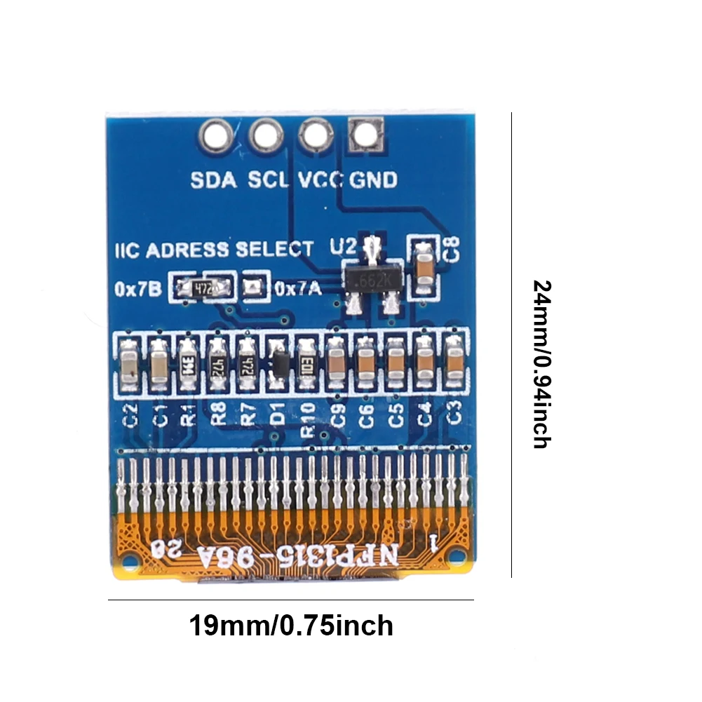 0.66 Polegada mini placa de tela 64x48 pixels placa de circuito 3.3-5v 4 pinos i2c iic para arduino eletrônico diy