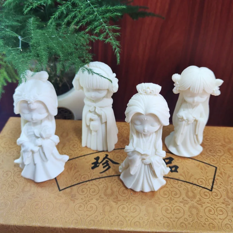 Ivory Nut Carving the Four Great Beauties Xishi Mink Chan Princess Yang Zhaojun6.8*3.5cmDesktop Crafts Ornaments