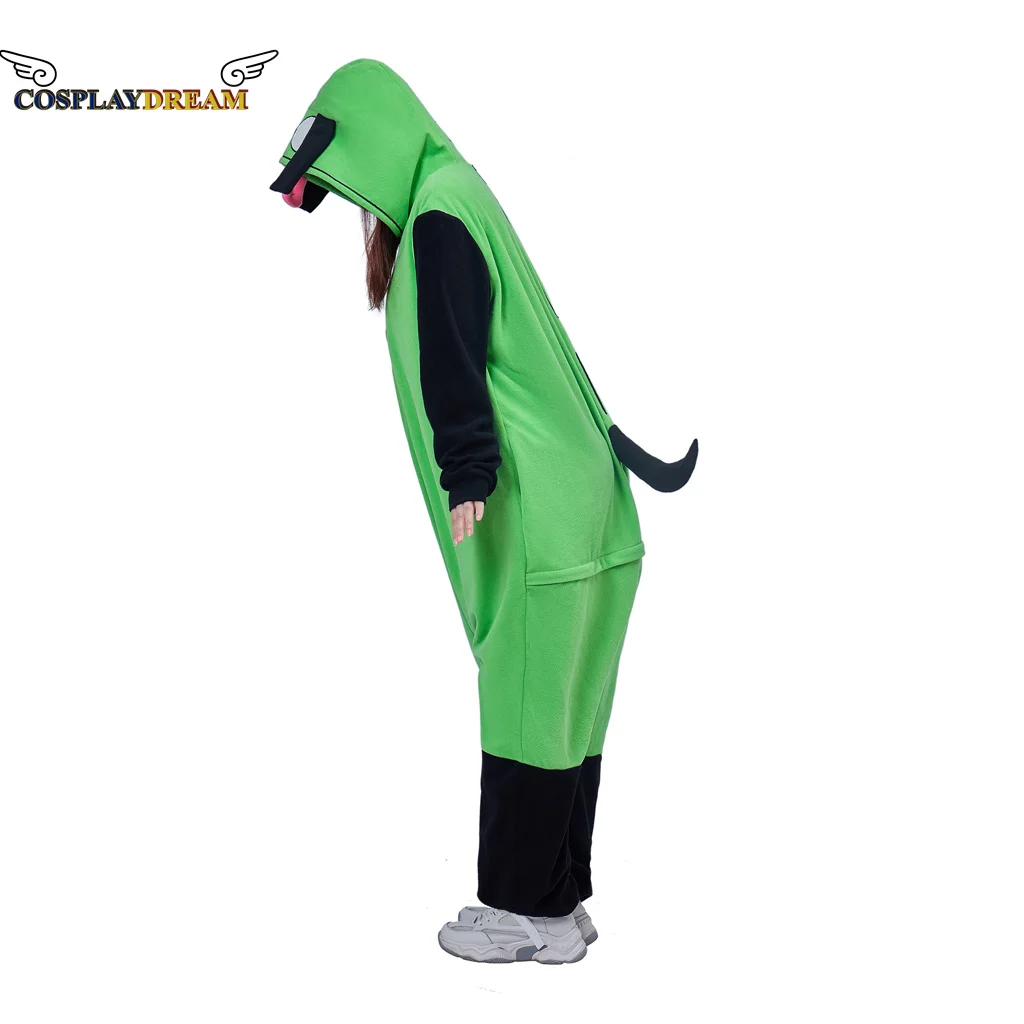 Invader Zim Cosplay Costume Animal Onesie Pajamas Alien Costume Invader Zim Onesies Pajamas Hoodie Pajamas with Ears for adult