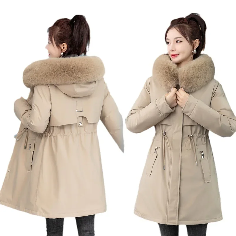 Parkas de algodão soltas de médio a longo coreano para mulheres, casaco feminino, brisa fresca e doce, roupa regular, novo, outono, inverno, 2023