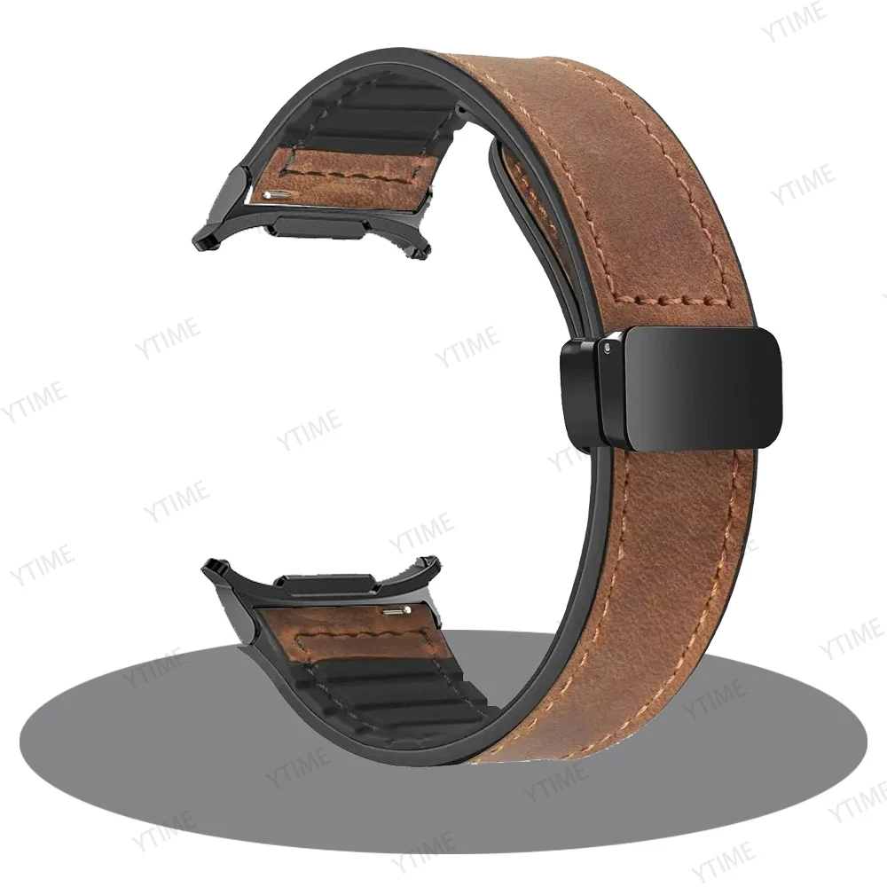 for Samsung Galaxy Watch 7 Ultra 47mm Band Magnetic Buckle Strap Men Silicone Leather Bracelet Ultra 7 47mm Quick Fit Correa