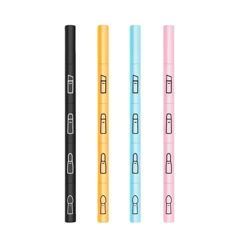 فرشاة مكياج جديدة 4 في 1 محمولة متعددة الاستخدام لظلال العيون مع أداة مكياج بمقبض بلاستيكي #3