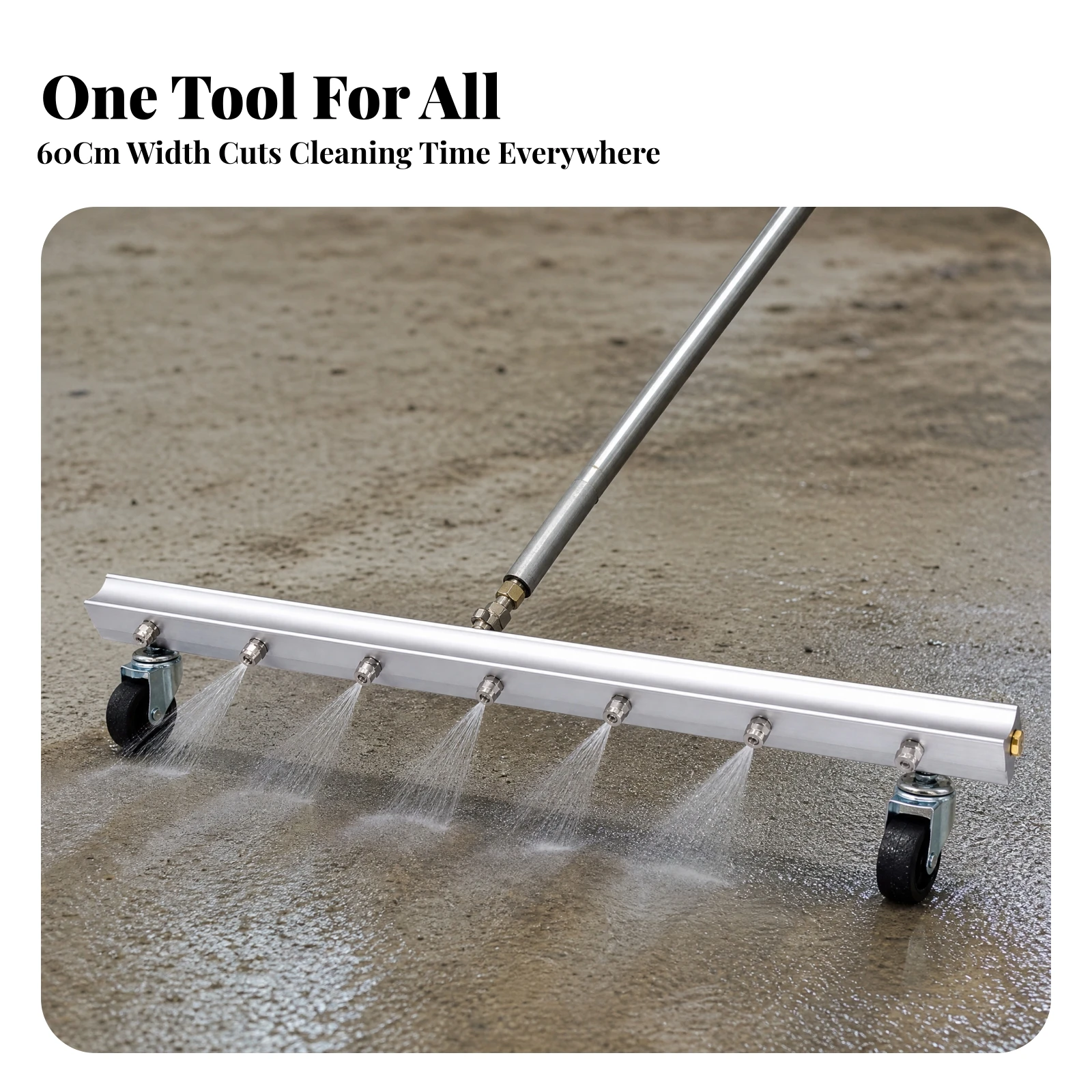 Surface Cleaner Heavy-Duty Floor Cleaning Head with 7 Nozzles Pressure Washer Broom with Wheels Light for Professional Cleaners