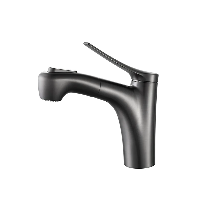 

Gun gray wash basin faucet, pull-out basin faucet