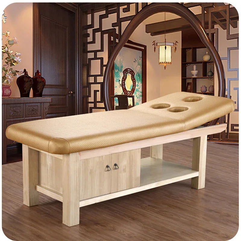 Thai Style Wooden Massage Tables Comfort Placement Tattoo Professional Massage Beds Comfort Sleep Salon Furniture Bett FYMB