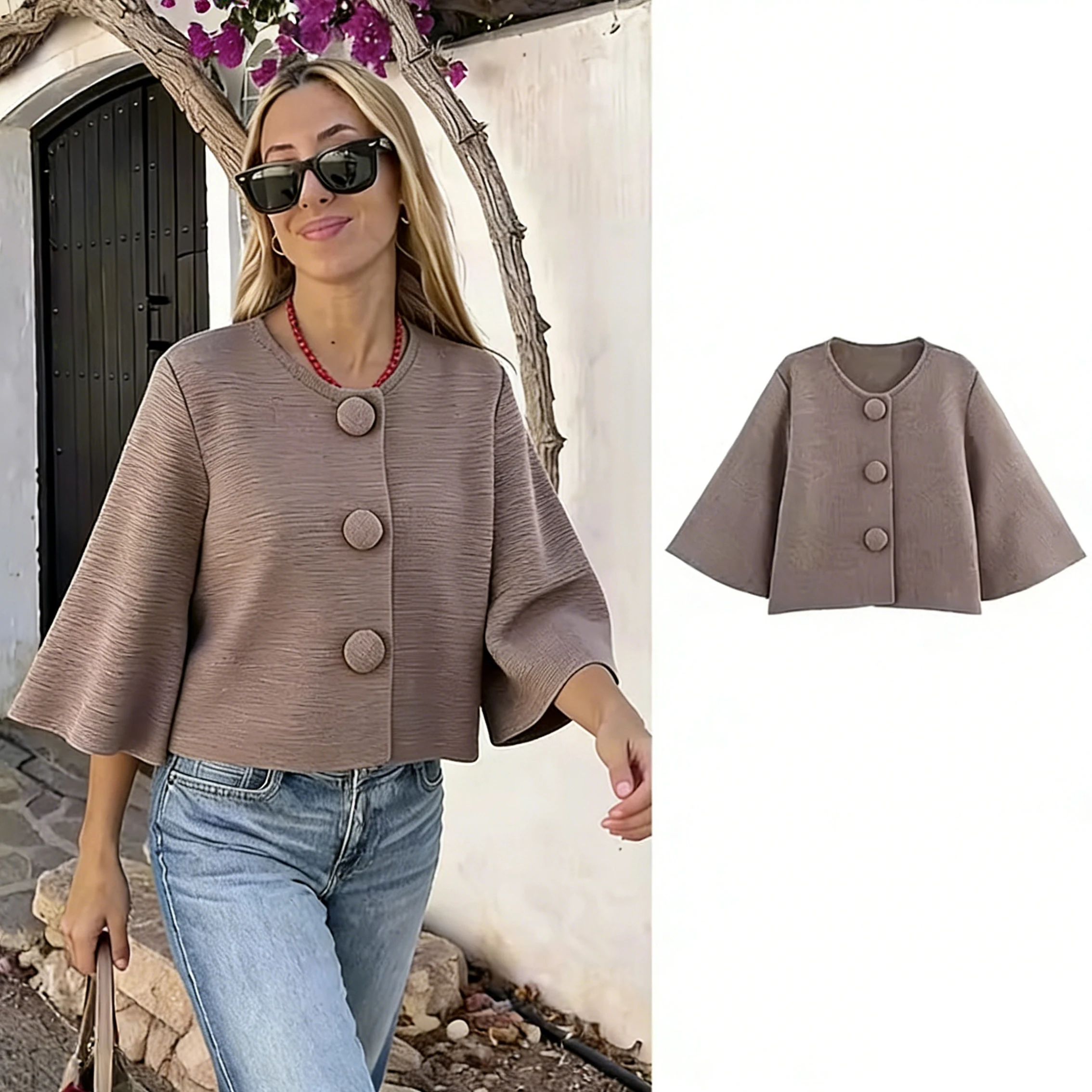 เสื้อคาร์ดิแกนถักสำหรับผู้หญิง แฟชั่นแขนยาว ติดกระดุม สไตล์ลำลอง เสื้อคาร์ดิแกนถักสำหรับผู้หญิง สไตล์ไฮสตรีท สวยหรู