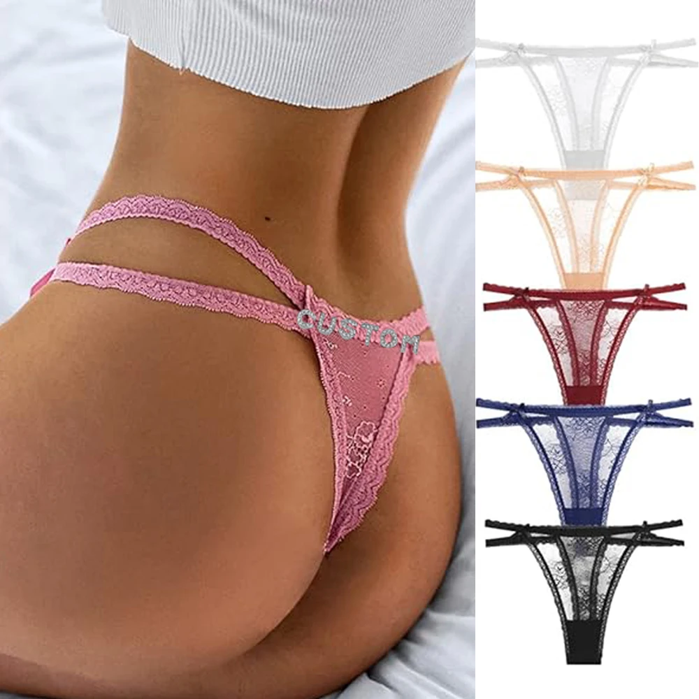 Sexy Women Custom Lace Thong With Letter DIY Name Panties G-String Bandage Bikini Underwear Ladies Briefs Lingere Body Jewelry