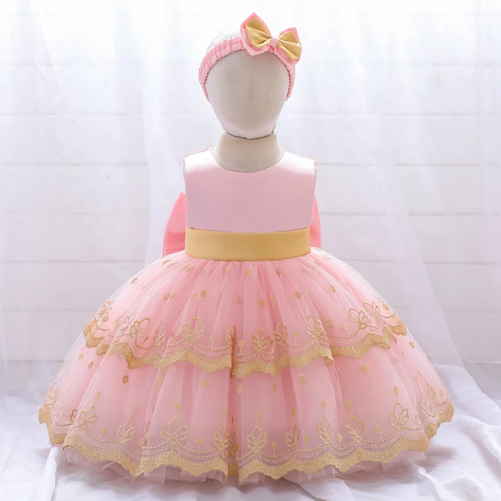 

Baby Girls 2pcs Embroidery Party Dress Kids Big Bow Fluffy Birthday Prom Gown Toddler Summer Holiday Dresses Infant Fashion Wear