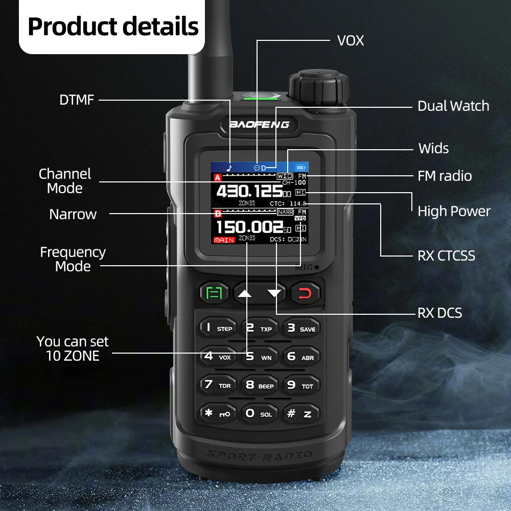 2023 Baofeng P90 Pro Walkie Talkie Long Range Portable 1000 Channel Ham FM Radios UHF VHF USB-C Charge 2-Way Radio Waterproof