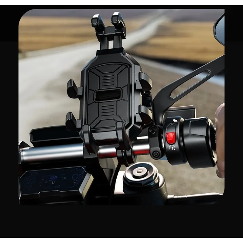 Mobile Phone Support Navigation Bracket Motorcycle Phone Holder with Vibration Dampener Motorbike Bike Anti-Theft Secure Lock