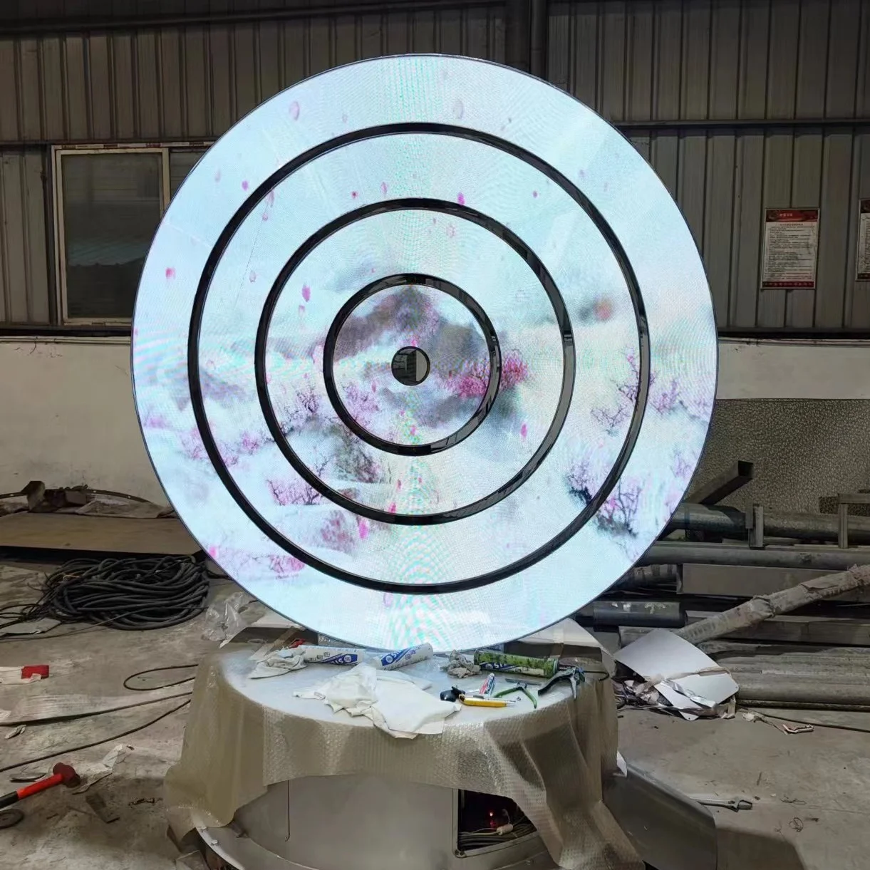 Interstellar Ring Neues Design Außendekoration Led-Motiv Licht Edelstahlskulptur