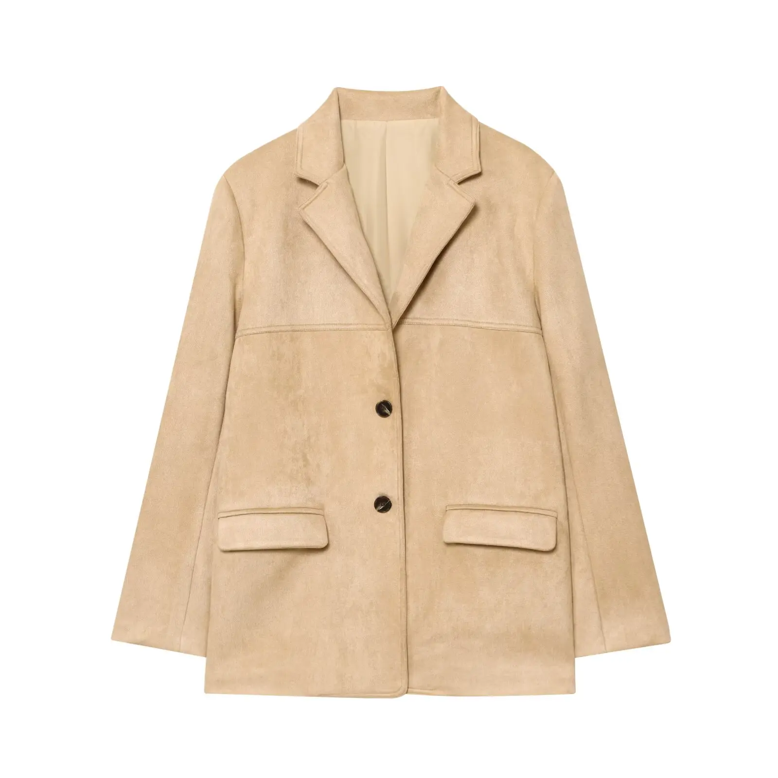 

Solid Women's Blazer Turn-down Collar Full Sleeve Pocket Single Breasted Female Coat 2025 Autumn Chic Commute Elegant Lady Coats