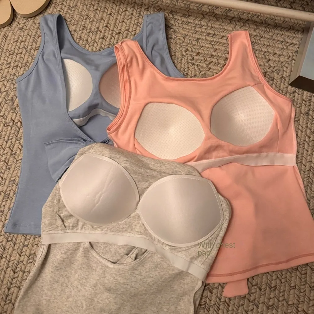 

Soft Backless Sleeveless Crop Top Bowknot Solid Color Korean Bow Tank Top Streetwear Undershirts Camisole With Pads Lady Girls