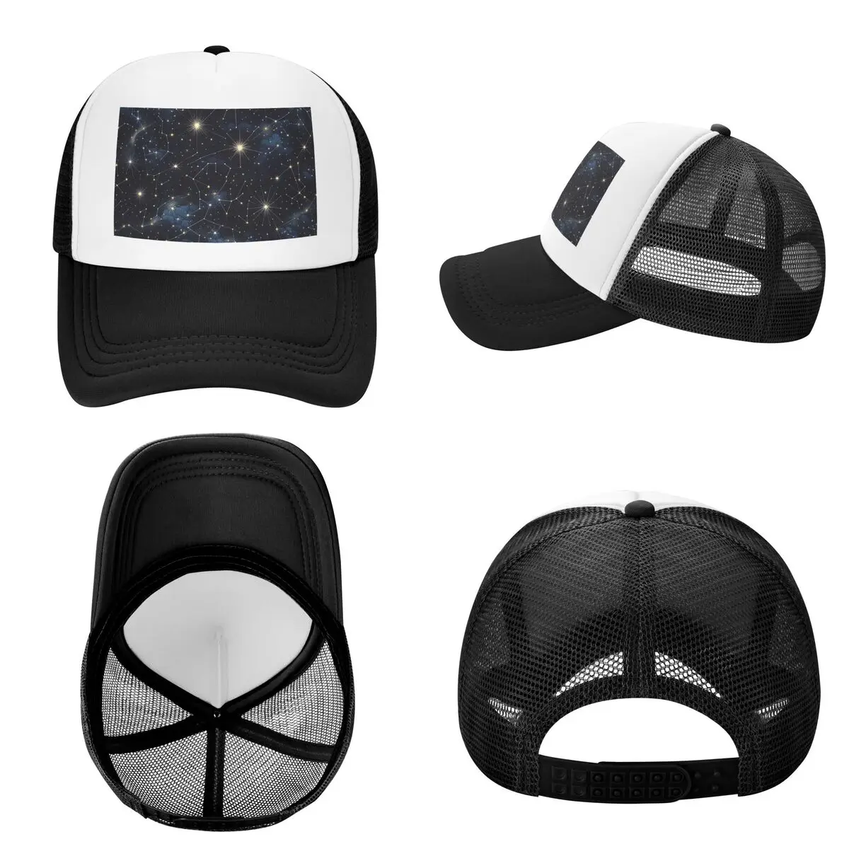 Night Sky Golden Celestial Stars Zodiac Constellations  Cap Fashion Mesh Baseball Caps Adjustable Hat Hip Hop Summer